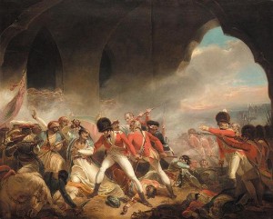 A painting of one of many battles between Tipu's army and the British.